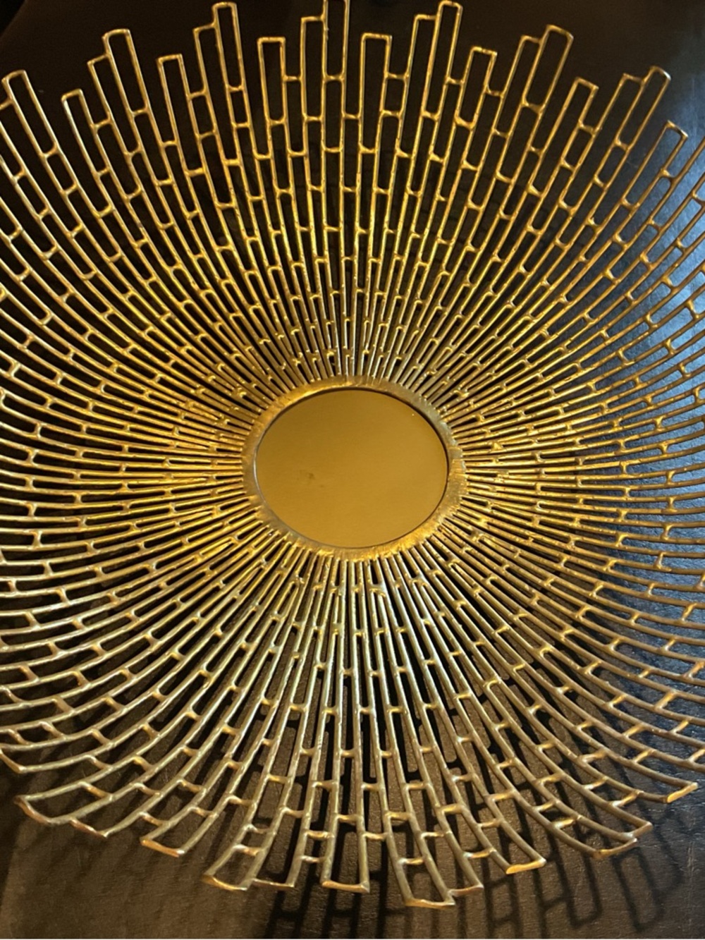 ANTIQUE MID CENTURY MODERN GOLD SUNBRUST CENTERPIECE.WIRE FRAMEWORK